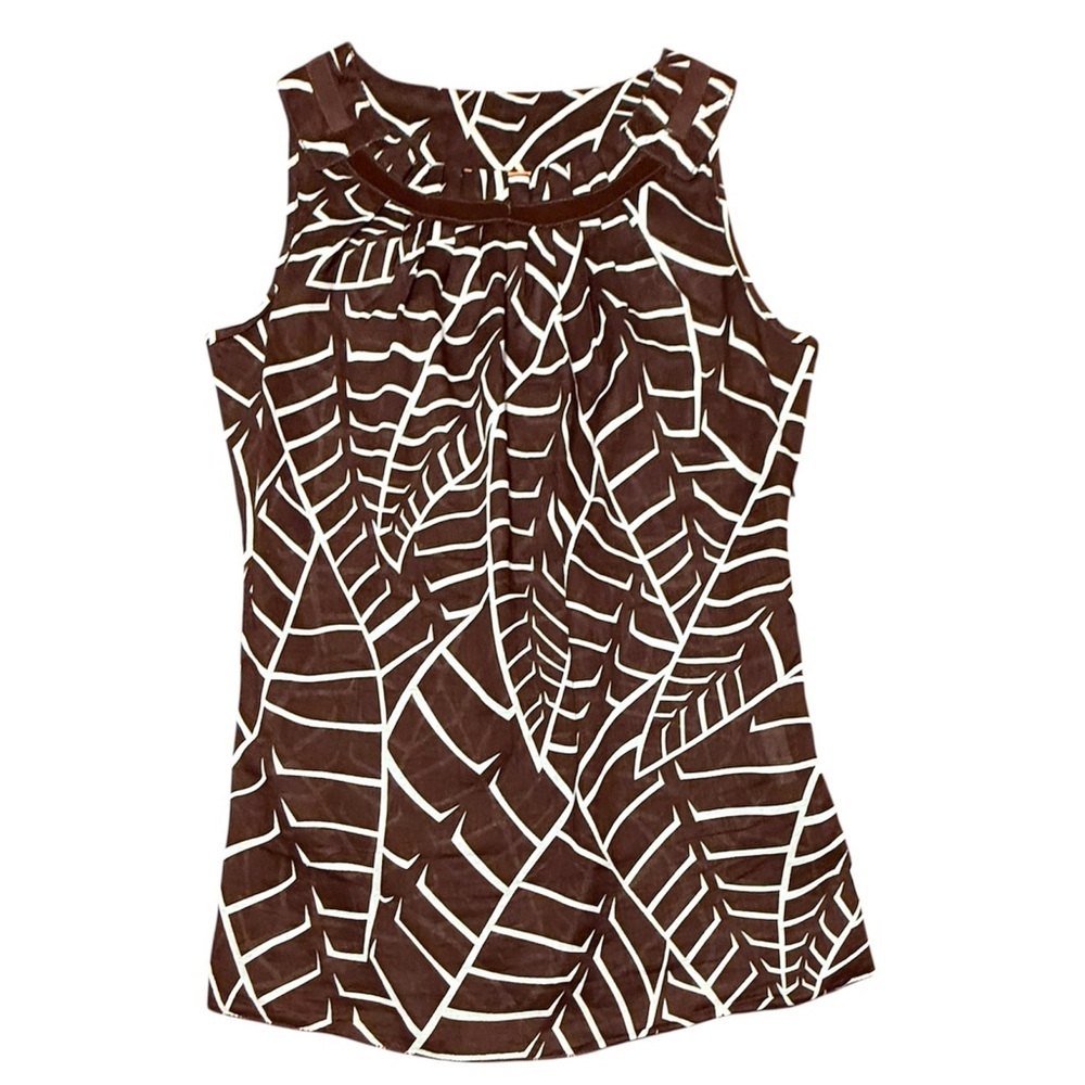 Tory Burch 100% Cotton Brown/White Patterned Sleeveless Blouse Size 0/XS $198